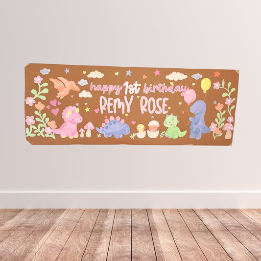 Baby Dino Parade Birthday Banner