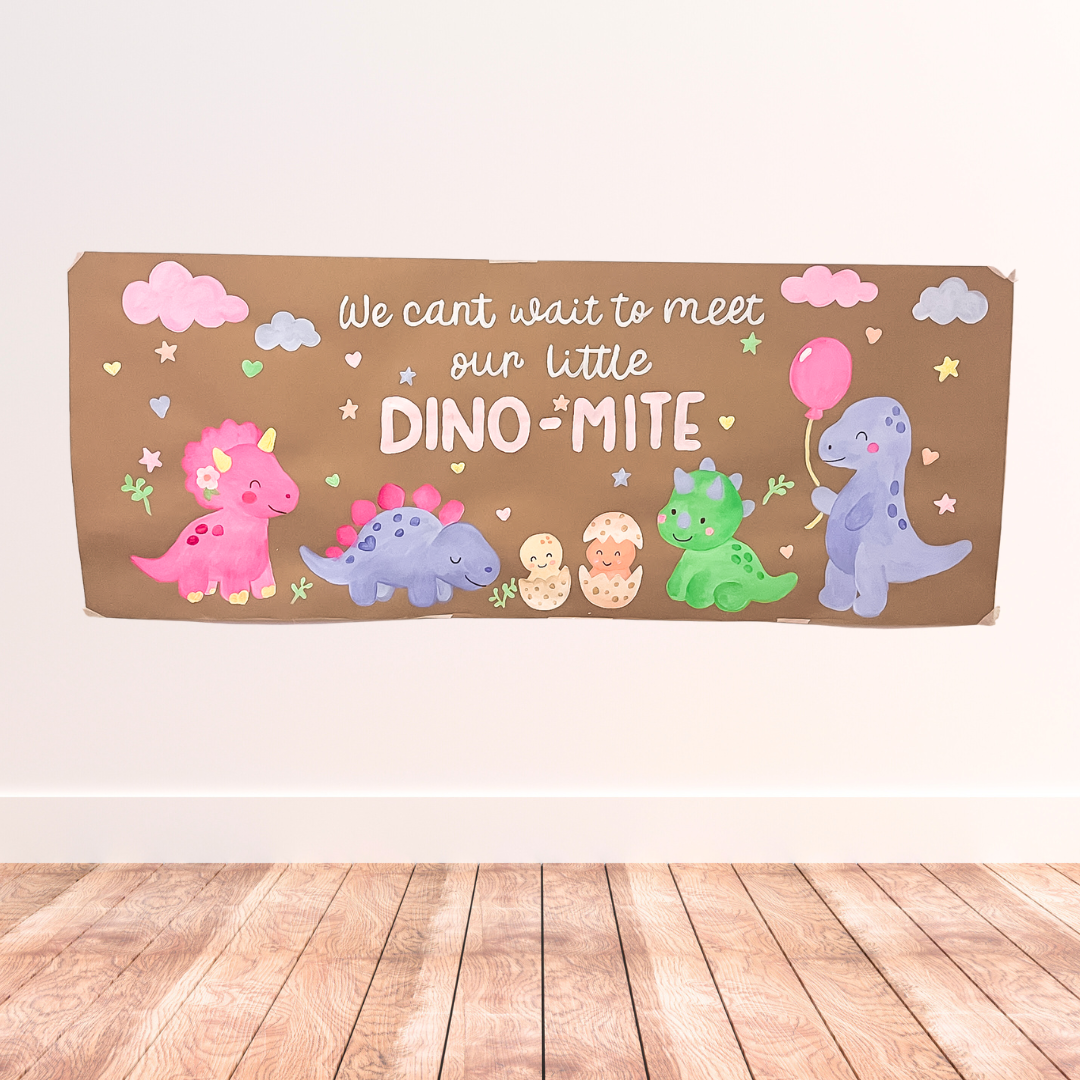 Baby Dino Parade Baby Shower Banner